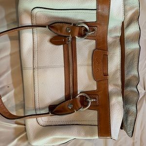 Cream and tan coach purse